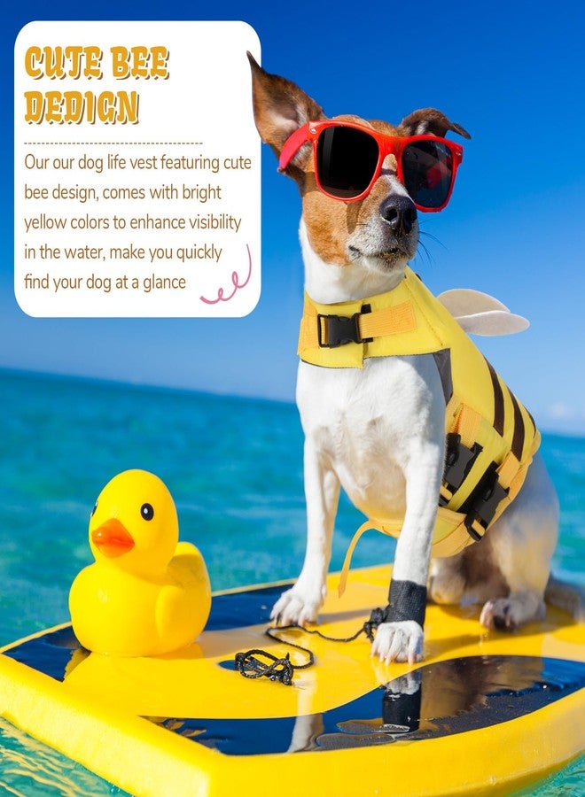 Relaxweex Dog Life Jacket Dog Life Vest for Swimming Boating Cute Bee Design with Rescue Handle Adjustable High Flotation Pet Lifesaver Swimsuit for Small Medium Large Puppy Water Safety(Medium) - Image 2